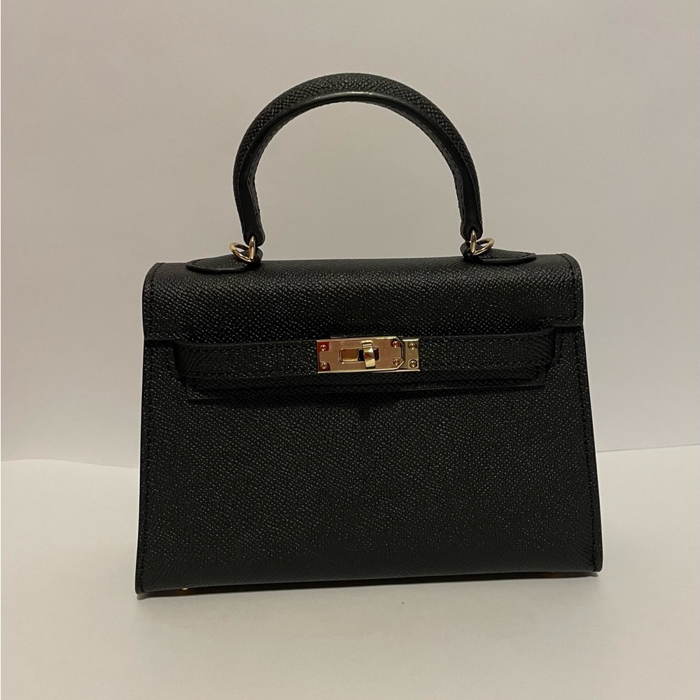 Elegant small black leather bag